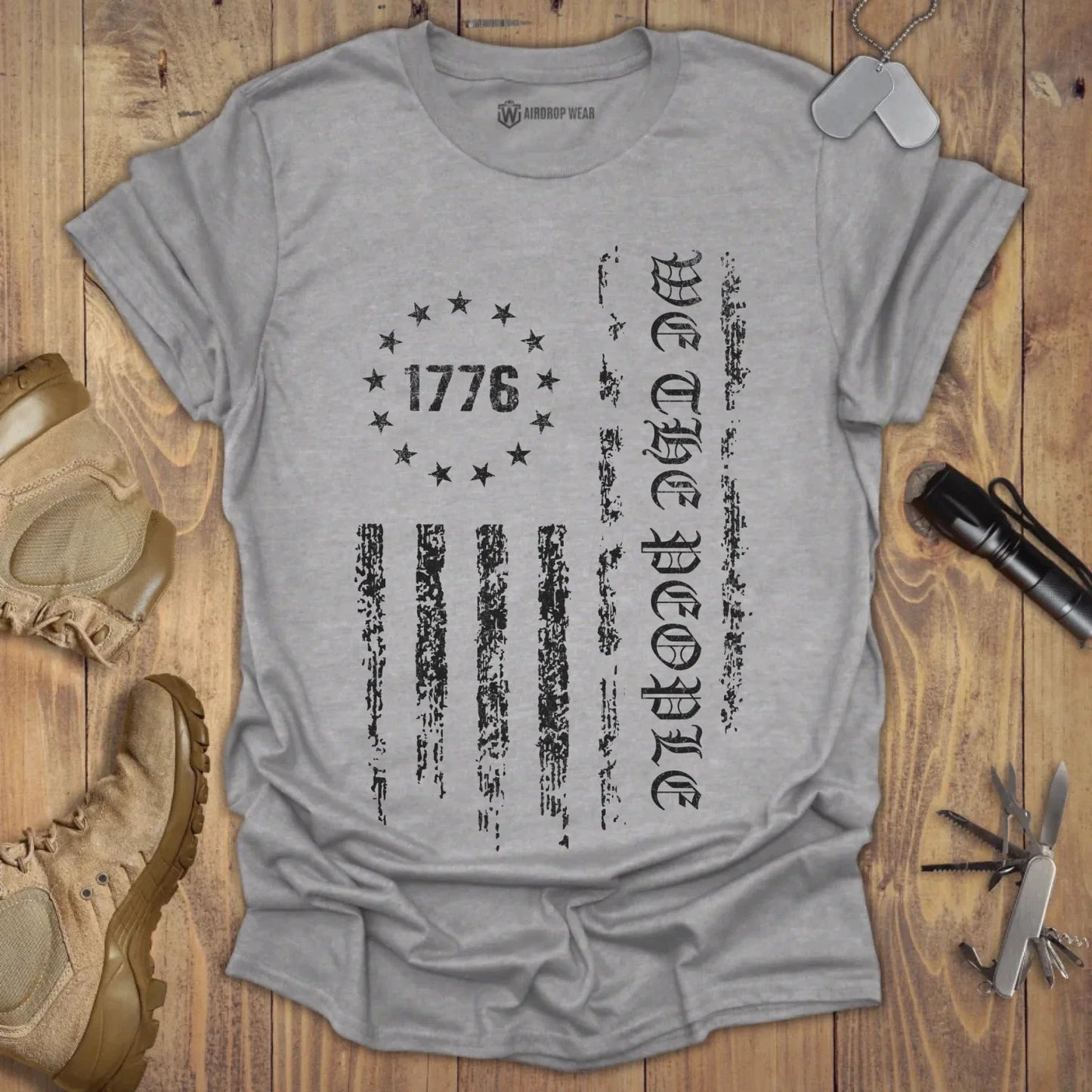 We The People Flag T-shirt Sport Grey