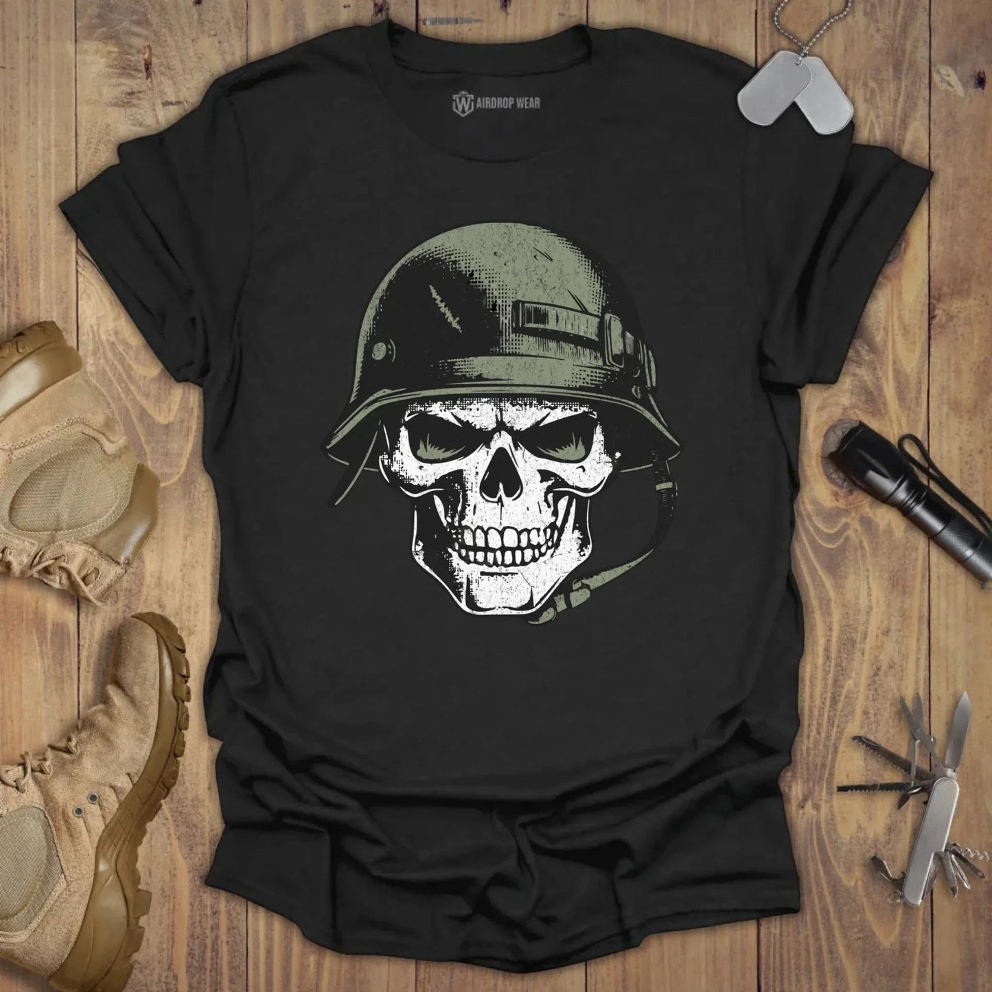 Skull Helmet T-shirt Black