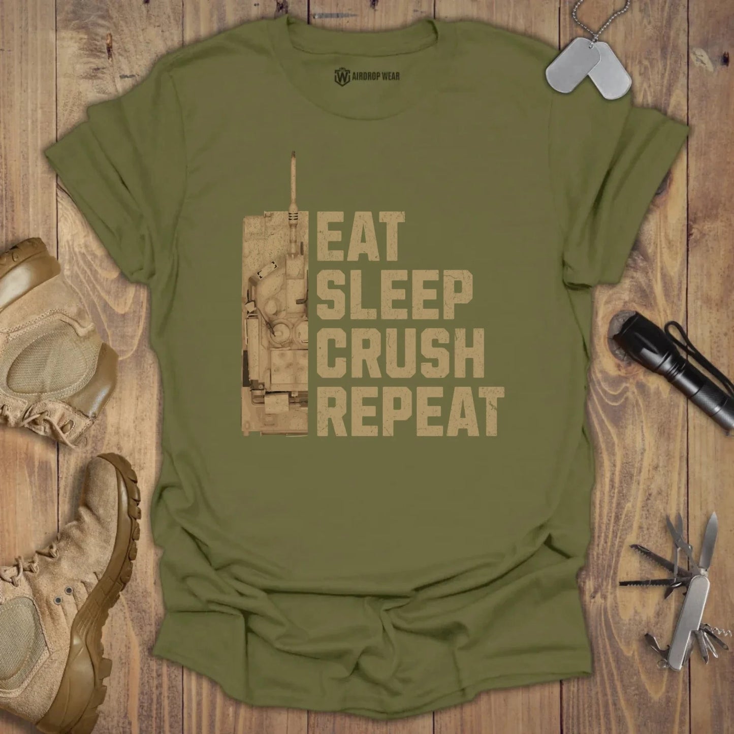 Eat Sleep Cruch T-shirt Military Green