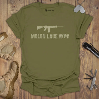 AR-15 Molon Labe T-shirt Military Green