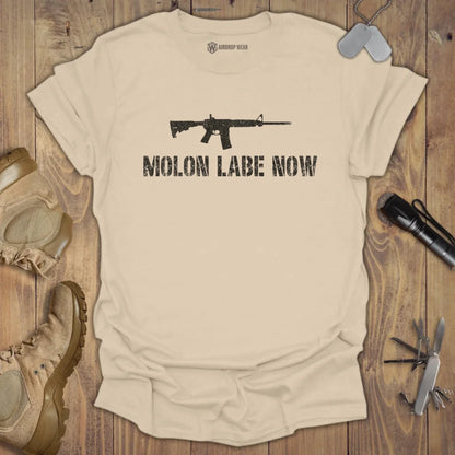 AR-15 Molon Labe T-shirt Sand