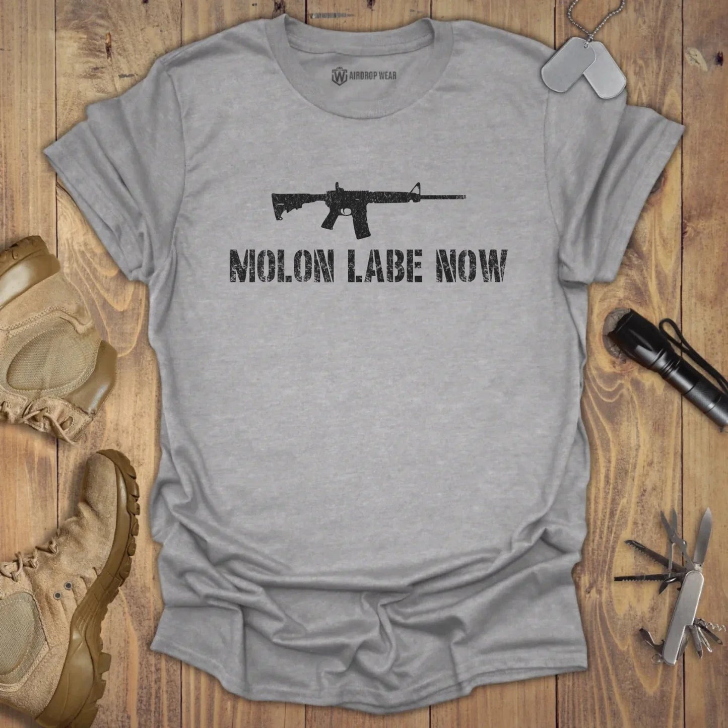AR-15 Molon Labe T-shirt Sport Grey