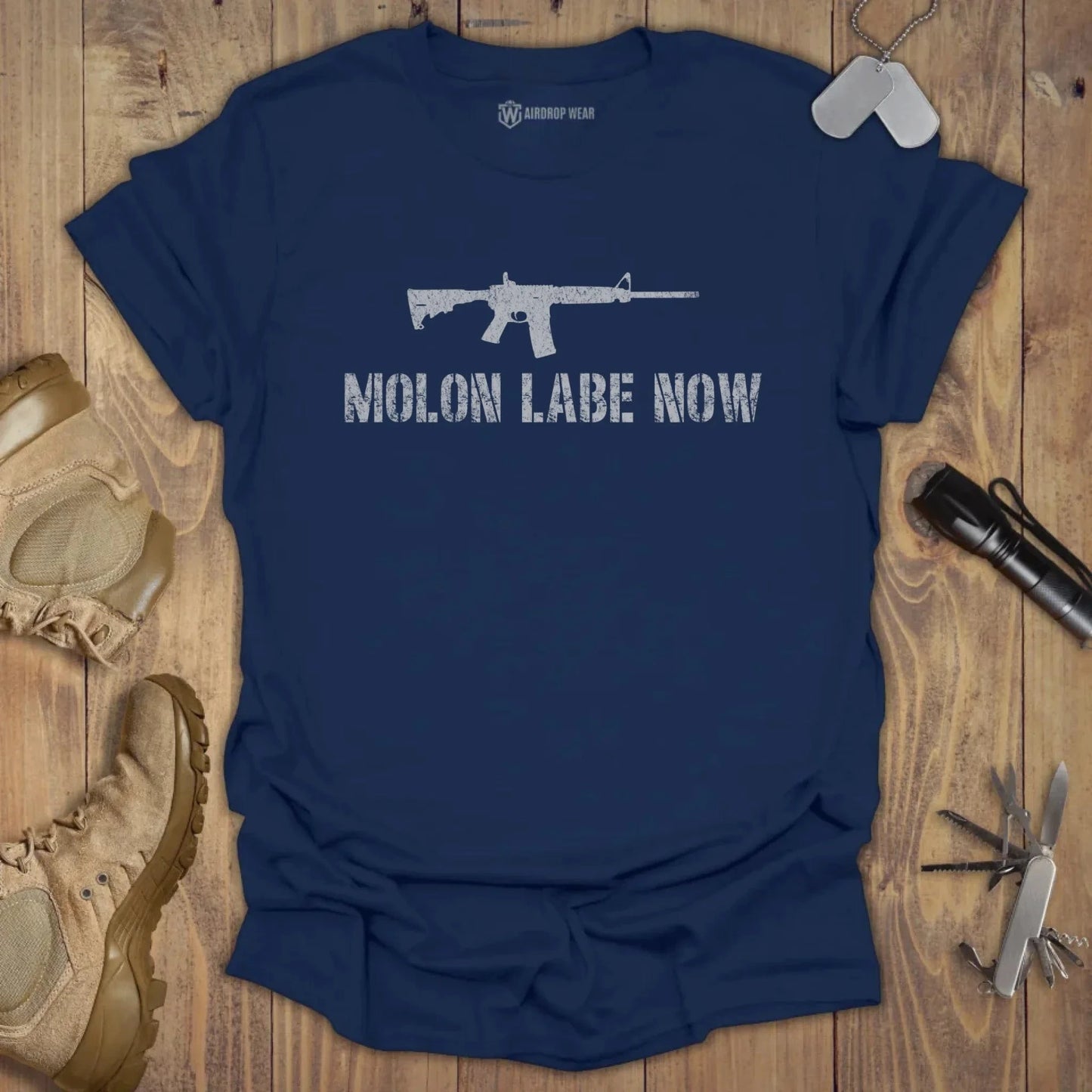AR-15 Molon Labe T-shirt Navy