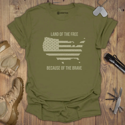 Land Of The Free T-shirt Military Green