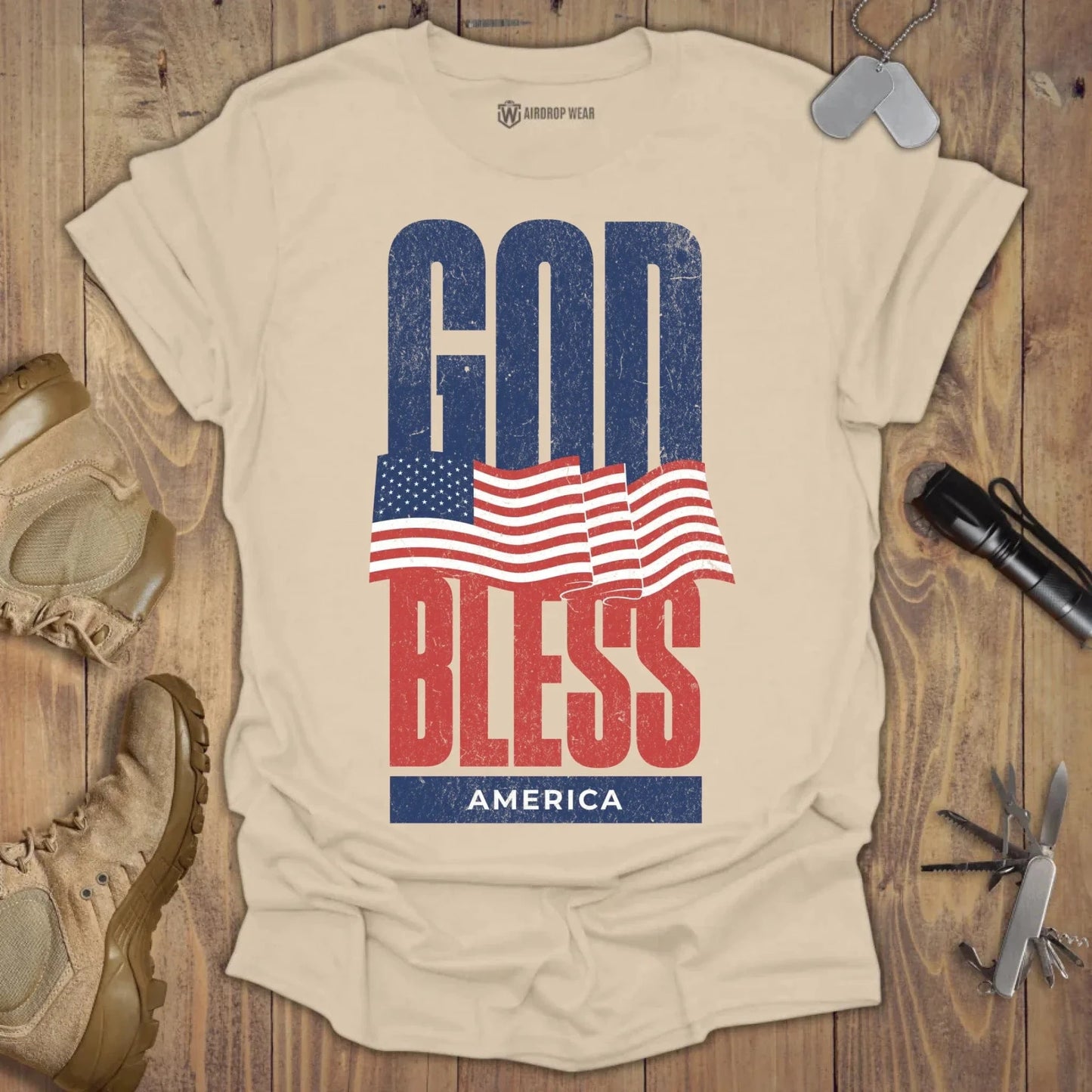God Bless America T-shirt Sand