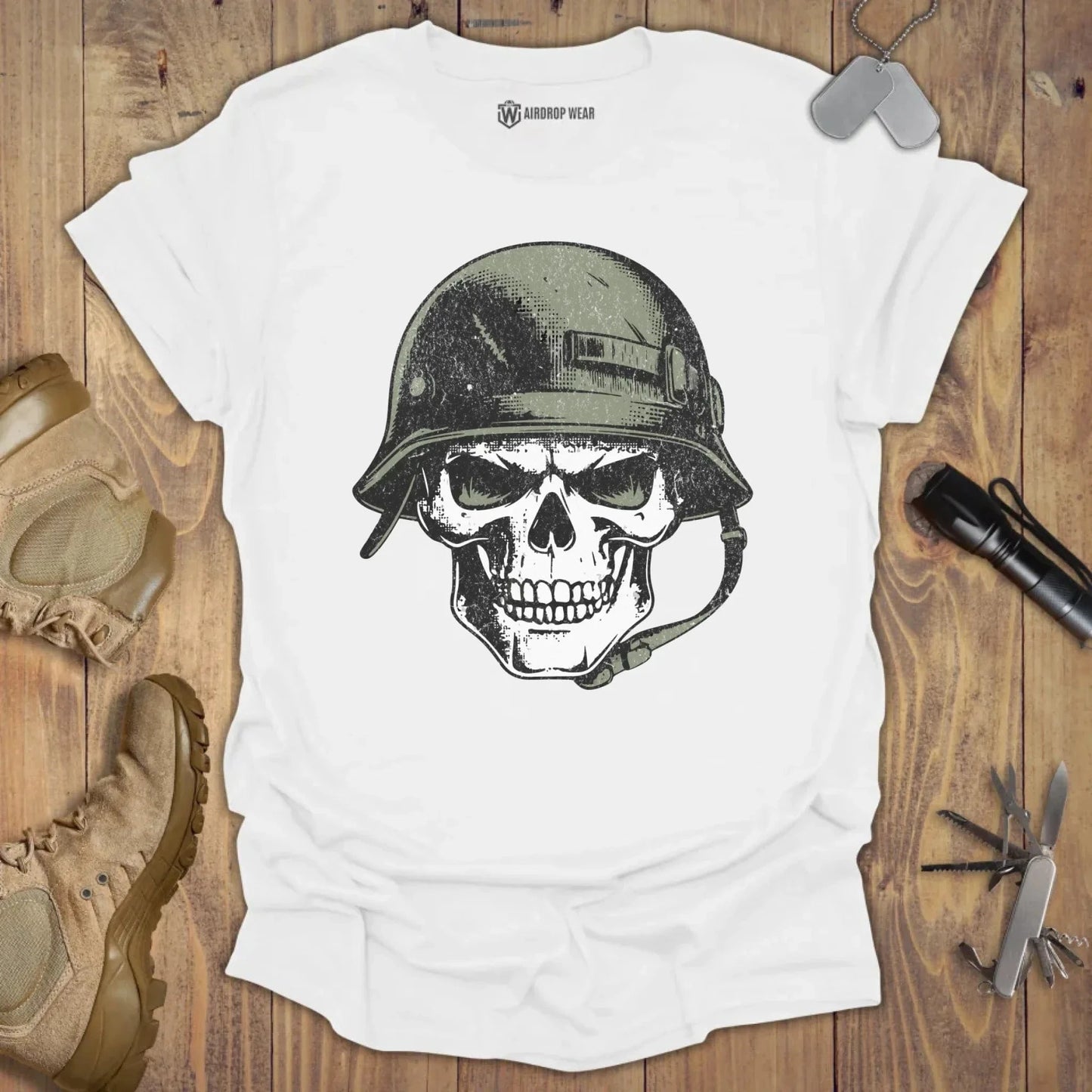 Skull Helmet T-shirt White