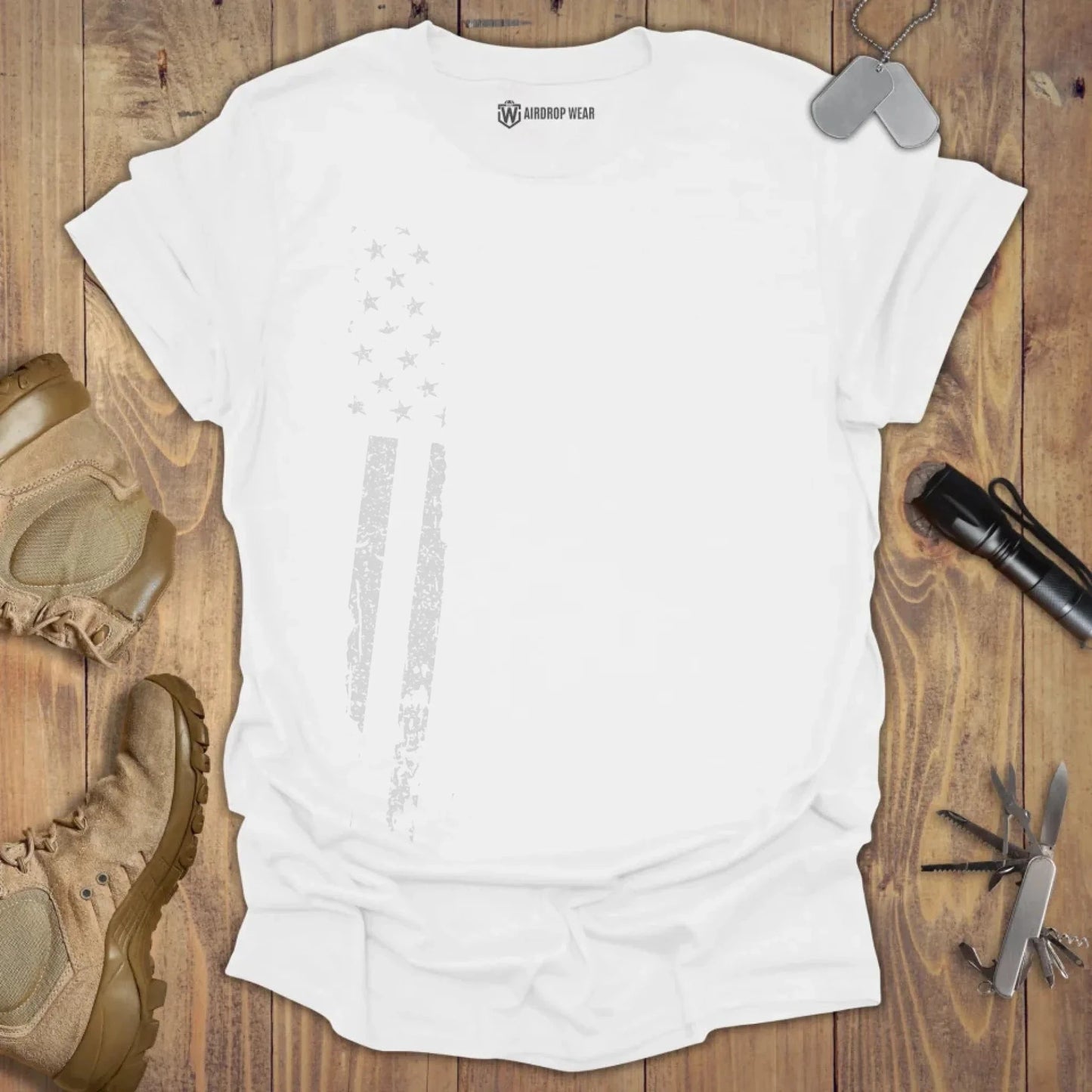 US Flag Monochromatic T-shirt White