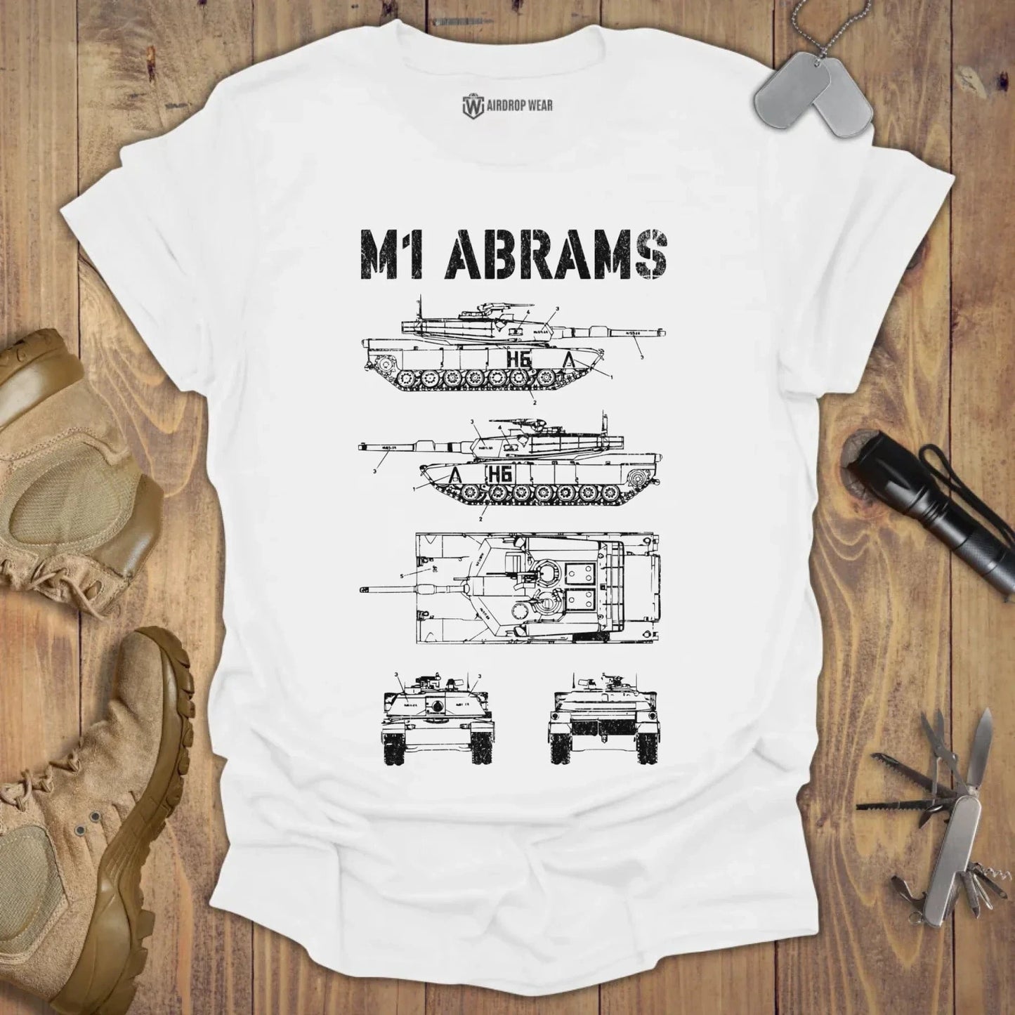 M1 Abrams Blueprint T-shirt White