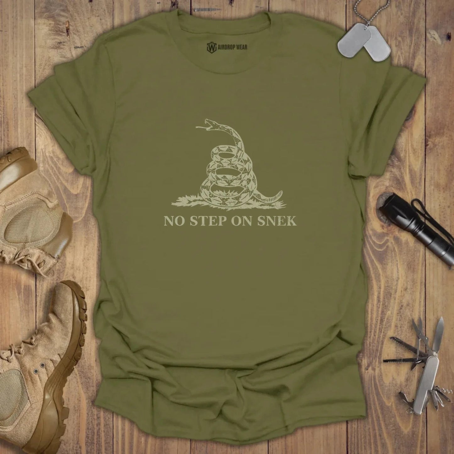 No Step On Snek T-shirt Military Green