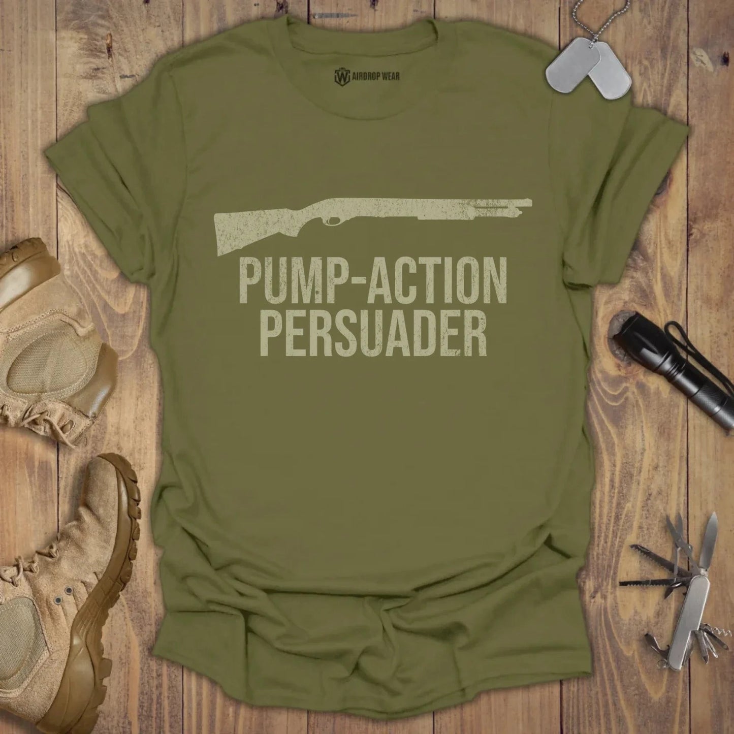 Pumpt-Action Persuader T-shirt Military Green