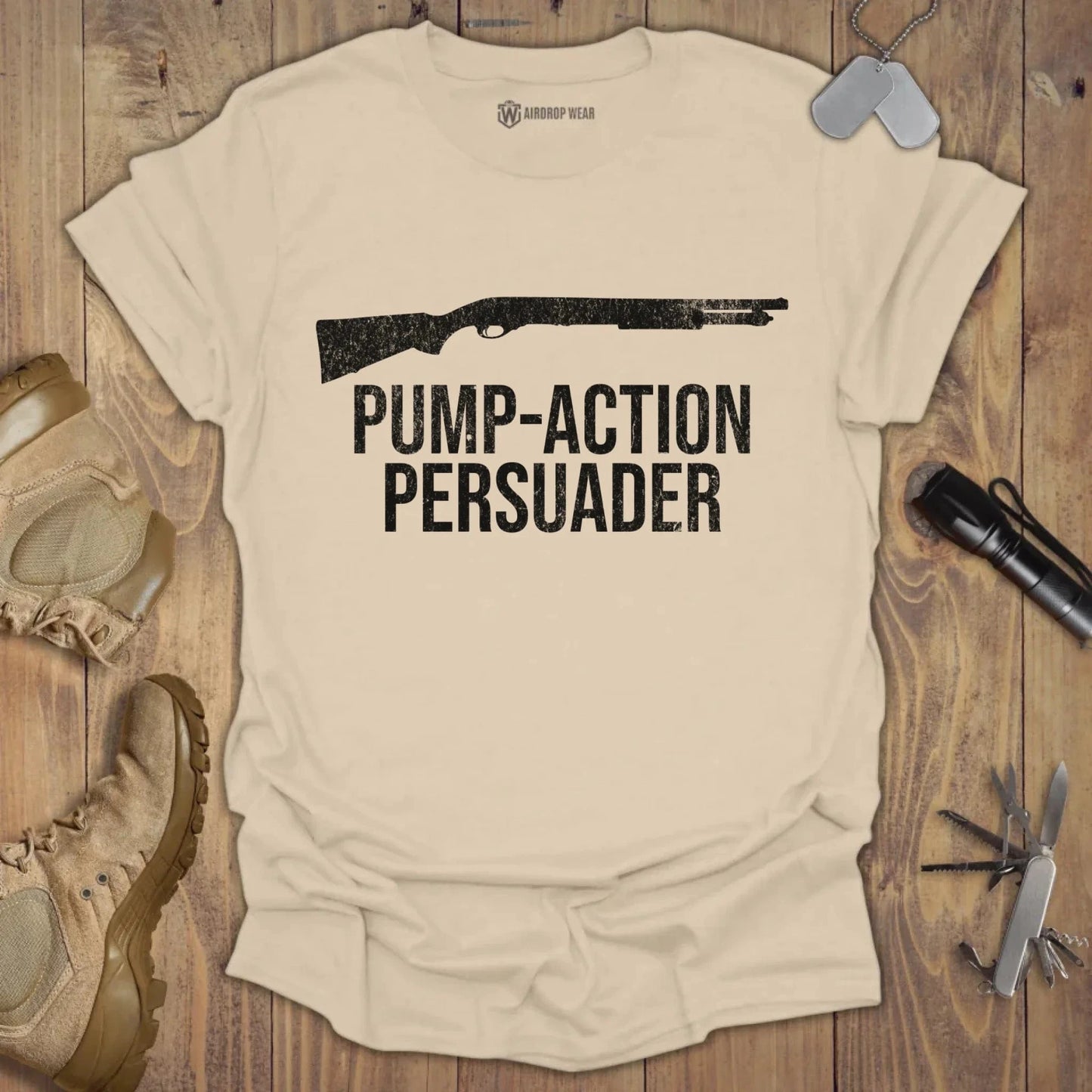 Pumpt-Action Persuader T-shirt Sand