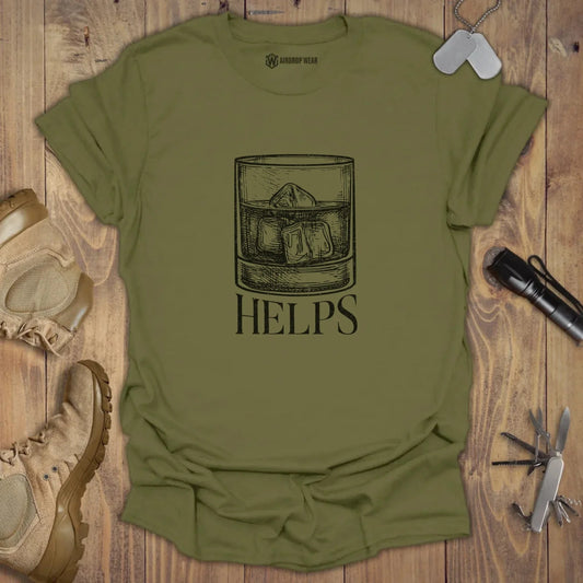 Whiskey Helps T-shirt Military Green