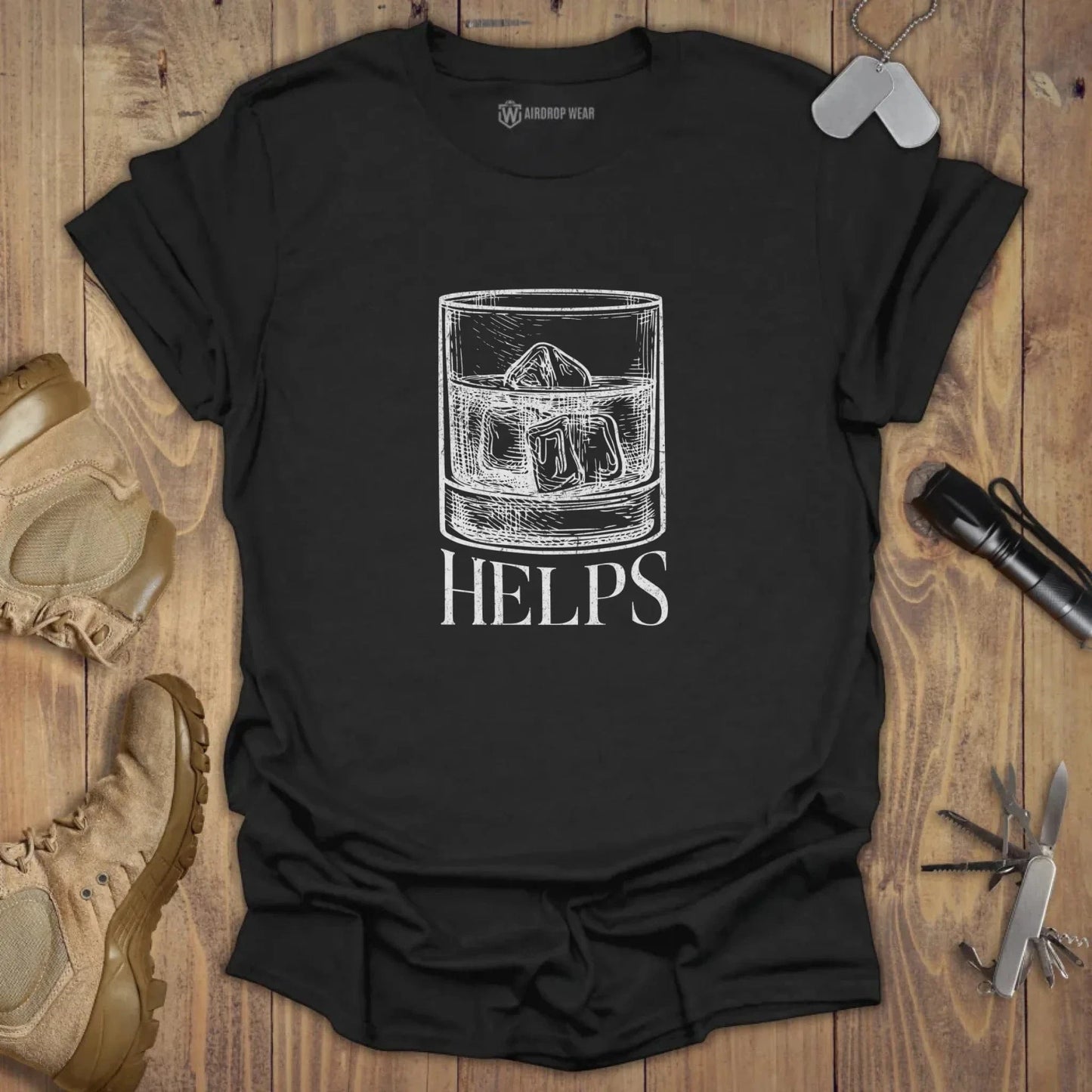 Whiskey Helps T-shirt Black