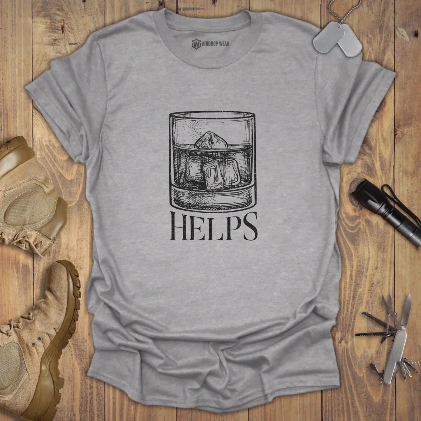 Whiskey Helps T-shirt Sport Grey