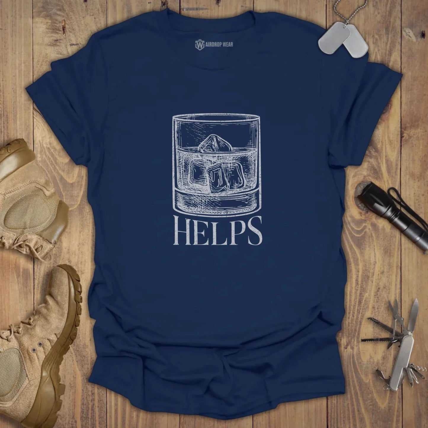 Whiskey Helps T-shirt Navy