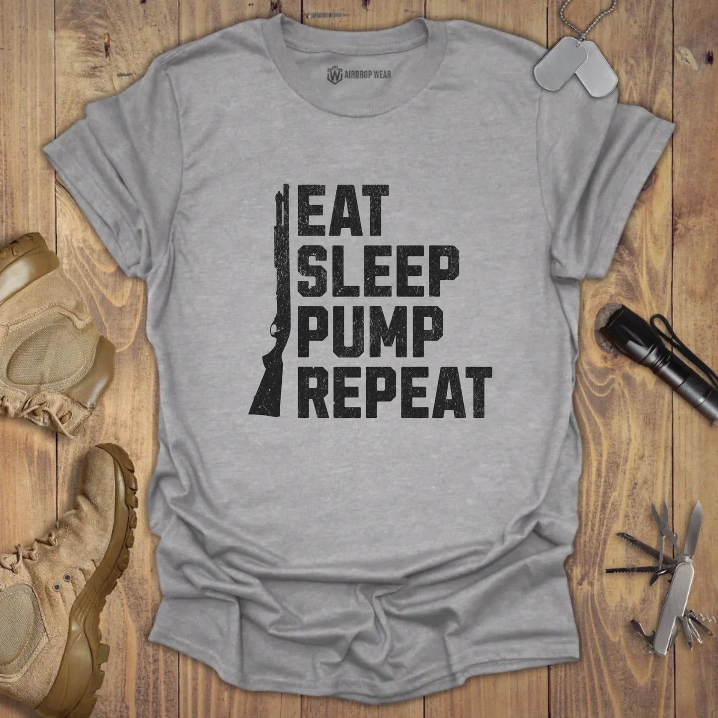 Eat Sleep Pump T-shirt Sport Grey