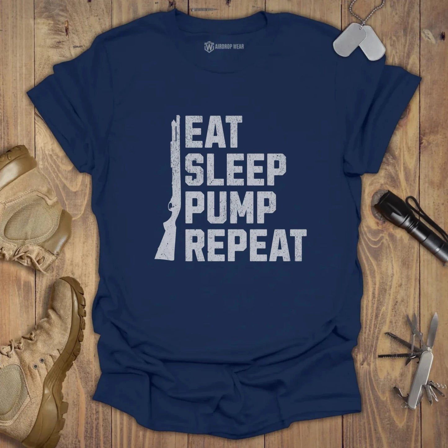 Eat Sleep Pump T-shirt Navy