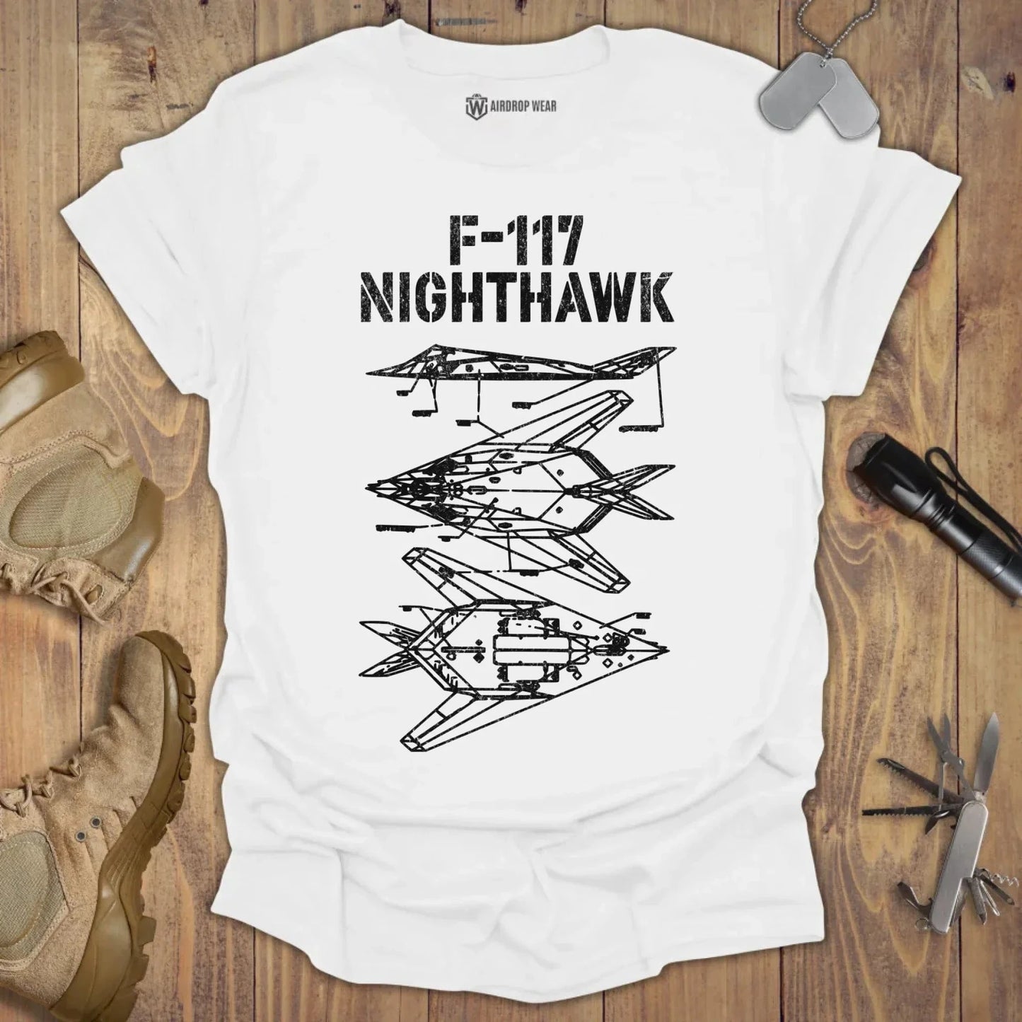 F-117 Blueprint T-shirt White