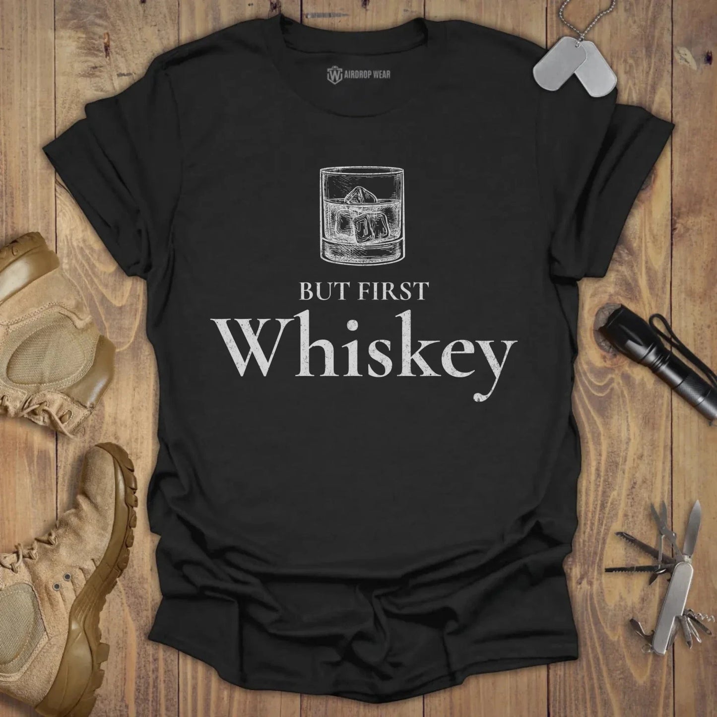 But First Whiskey T-shirt Black