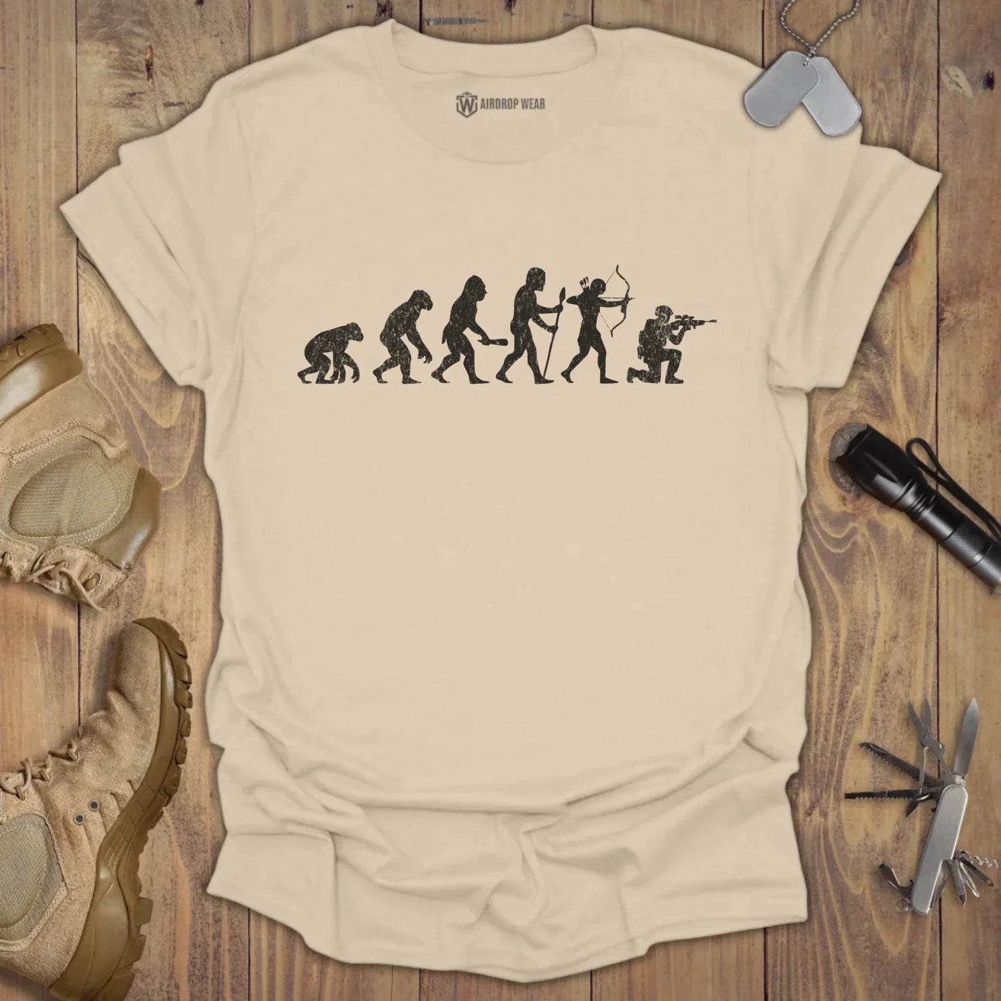 Evolution Of A Man T-shirt Sand