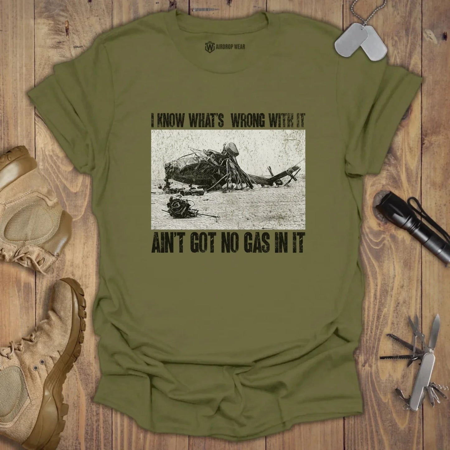 Got No Gas T-shirt Military Green