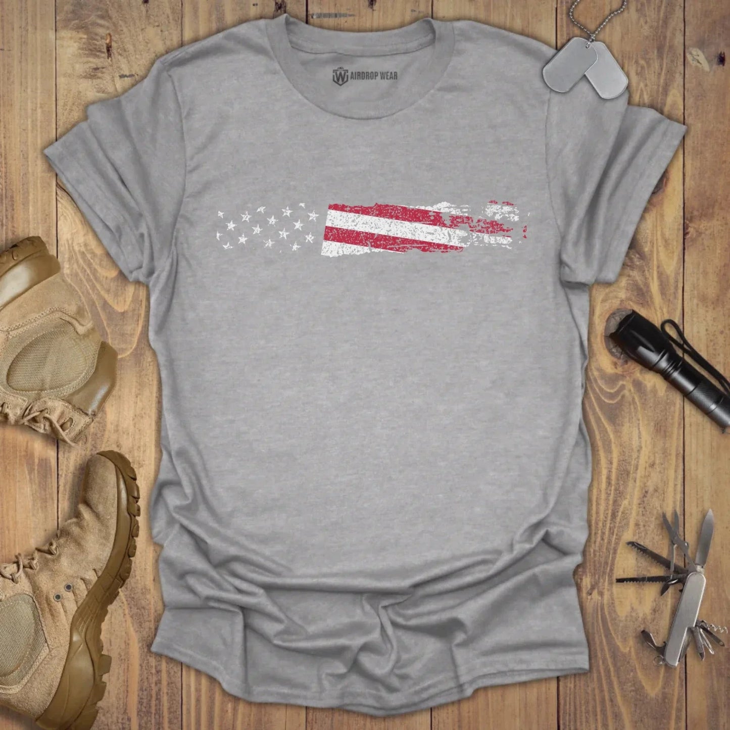US Flag T-shirt Sport Grey