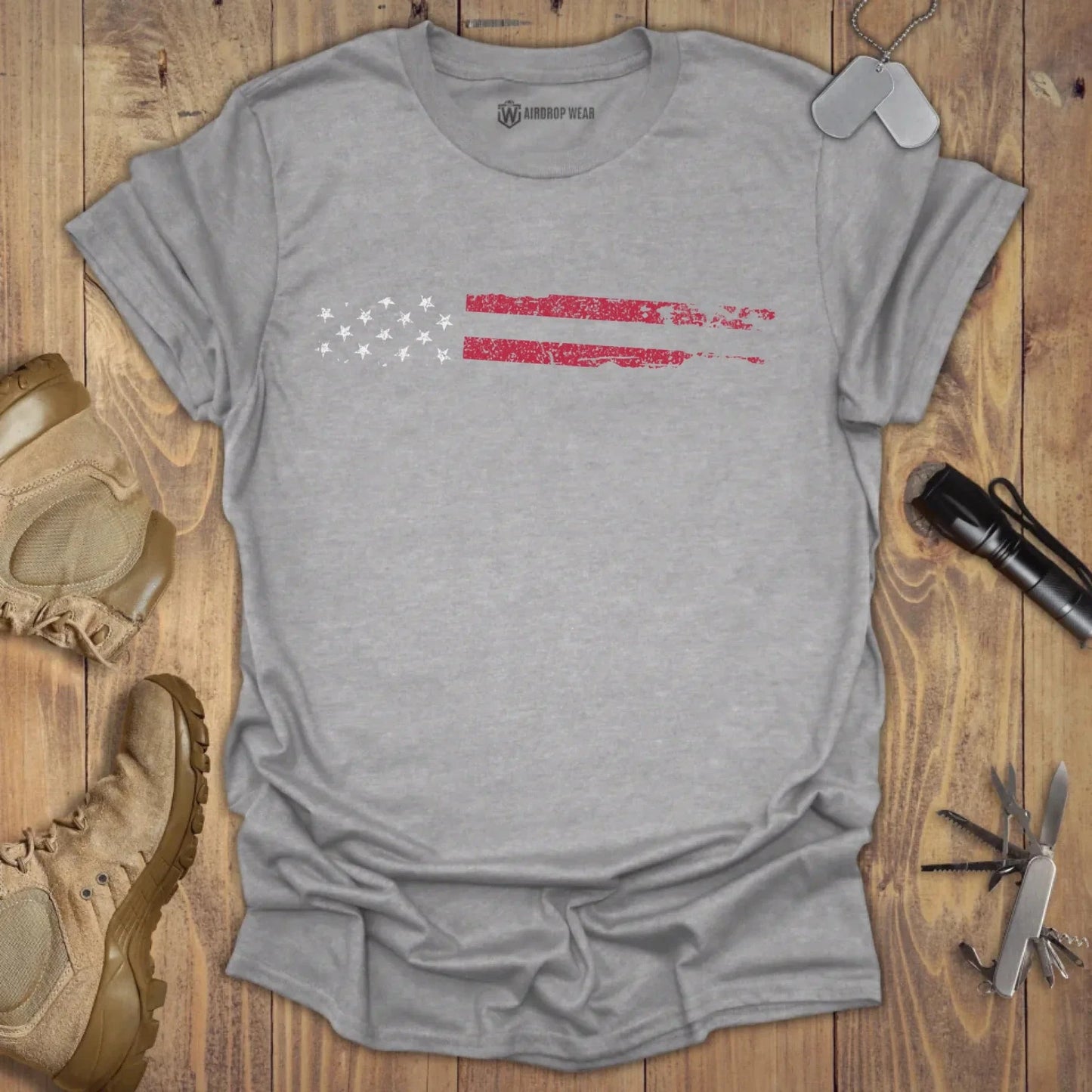 US Flag T-shirt Sport Grey