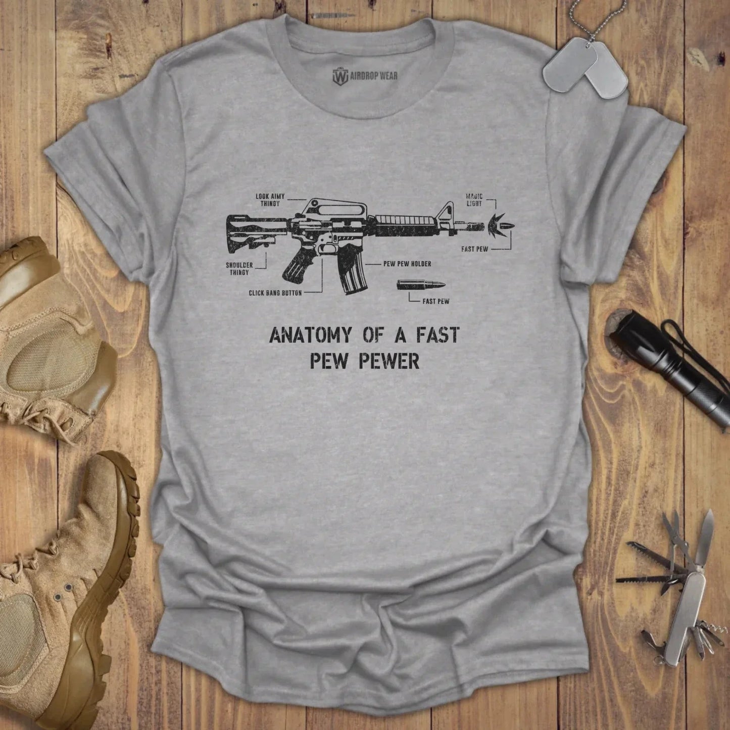 Fast Pew Pewer Anatomy T-shirt Sport Grey