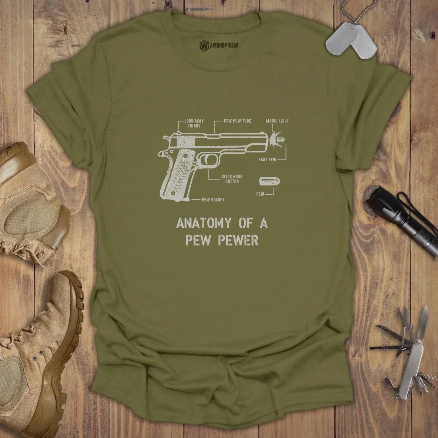 Pew Pewer Anatomy T-shirt Military Green