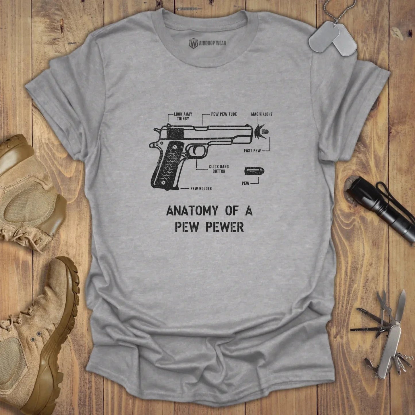 Pew Pewer Anatomy T-shirt Sport Grey