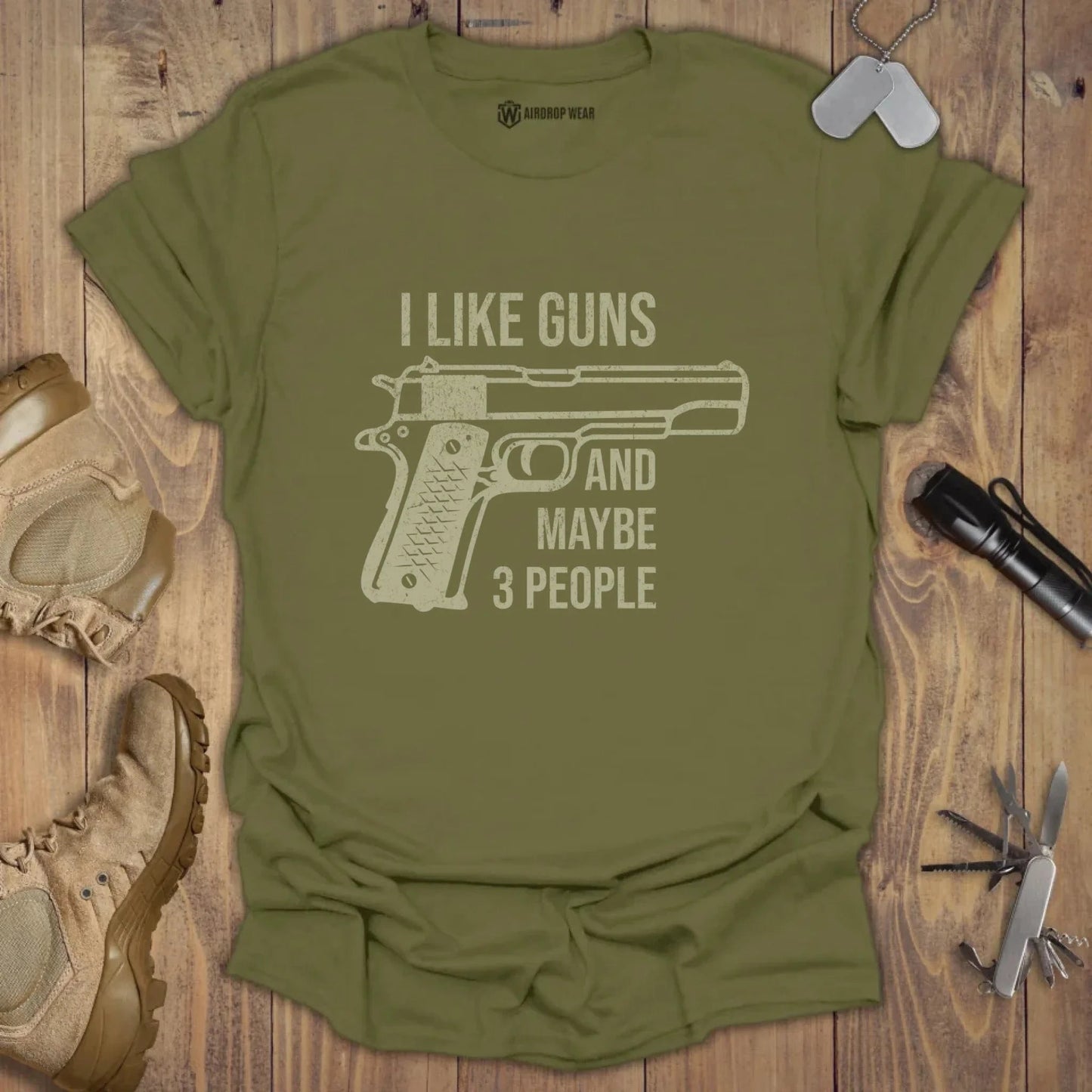 I Like Guns T-shirt Military Green
