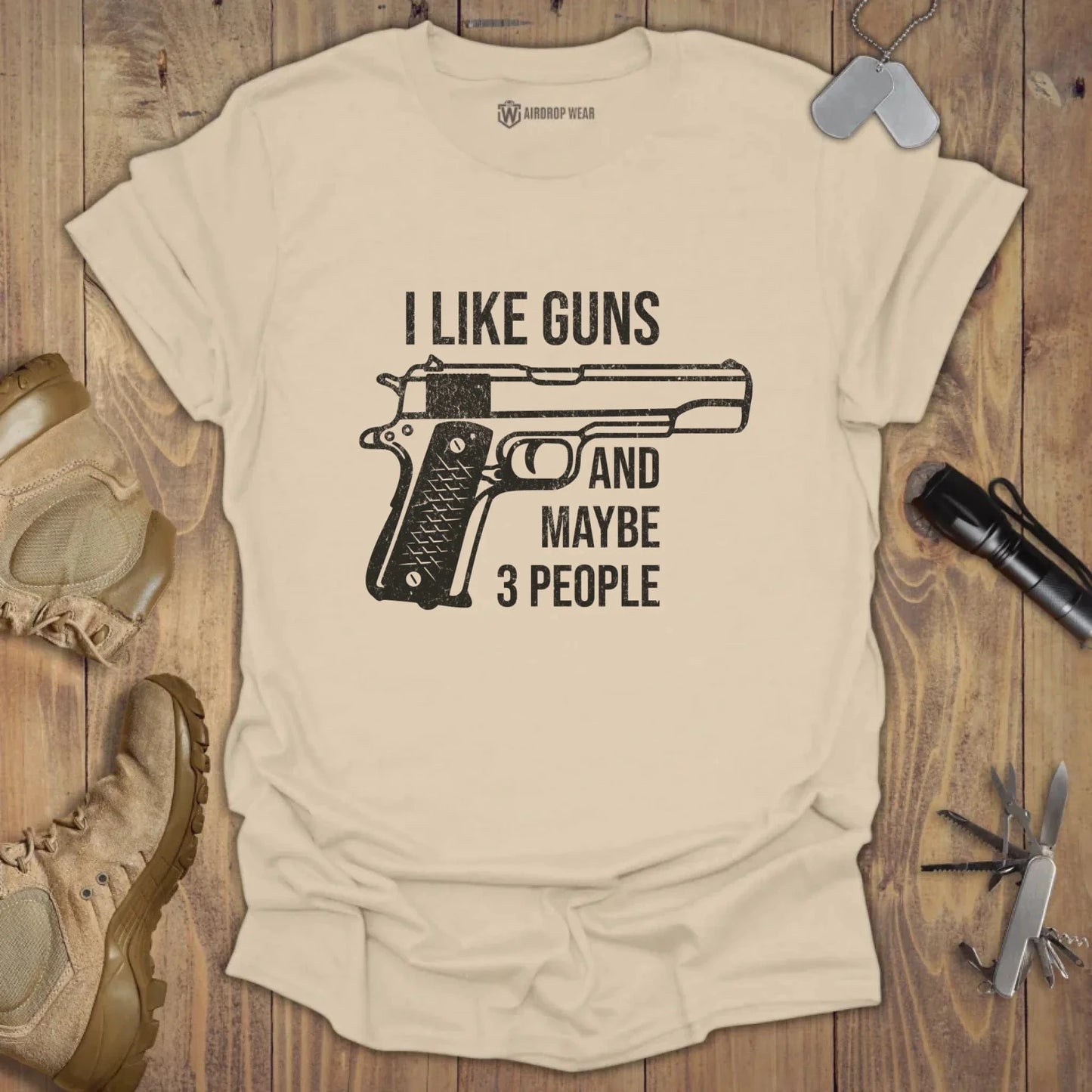 I Like Guns T-shirt Sand