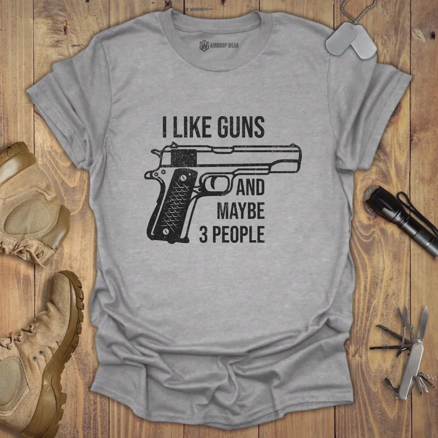I Like Guns T-shirt Sport Grey