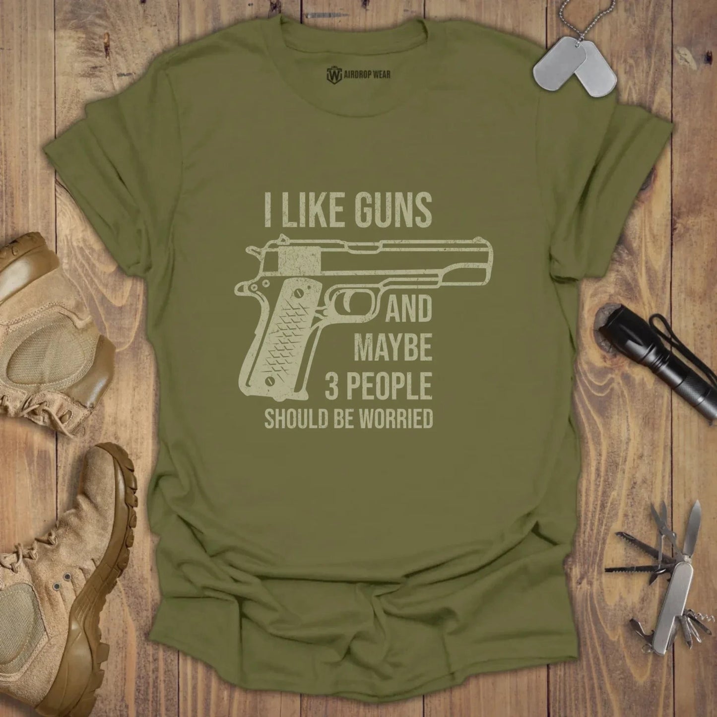 I Like Guns T-shirt Military Green