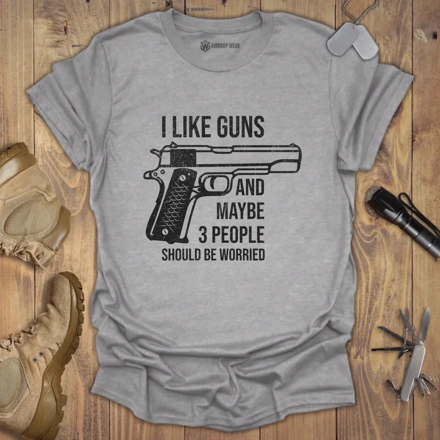 I Like Guns T-shirt Sport Grey