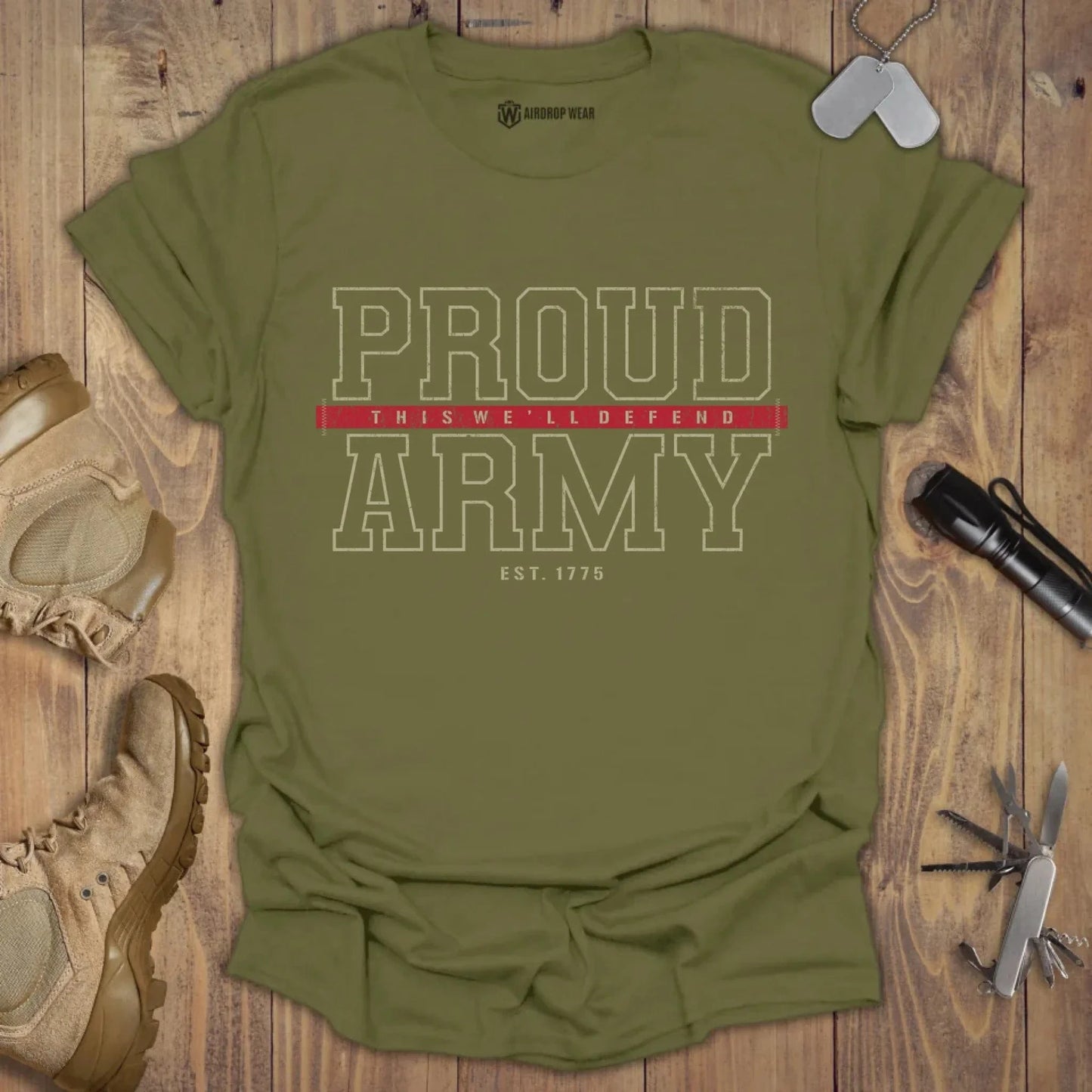 Proud Army T-shirt Military Green