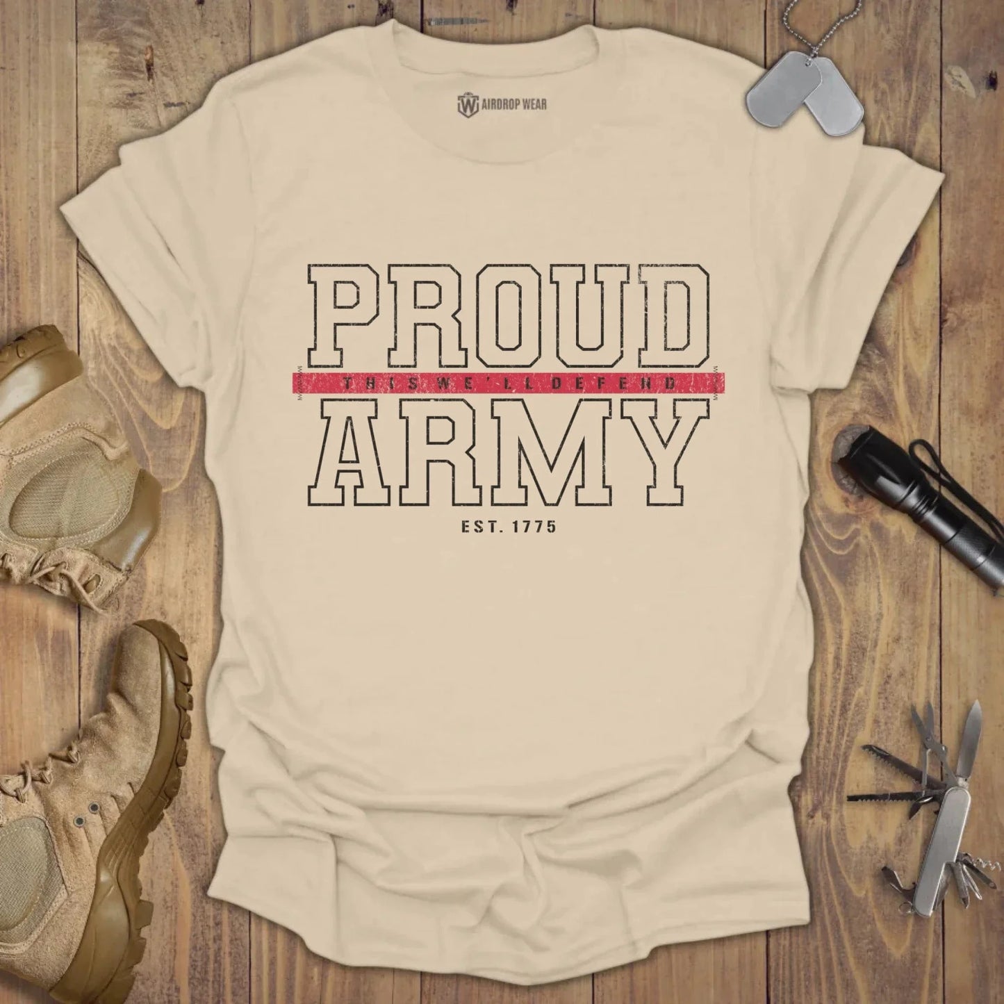 Proud Army T-shirt Sand