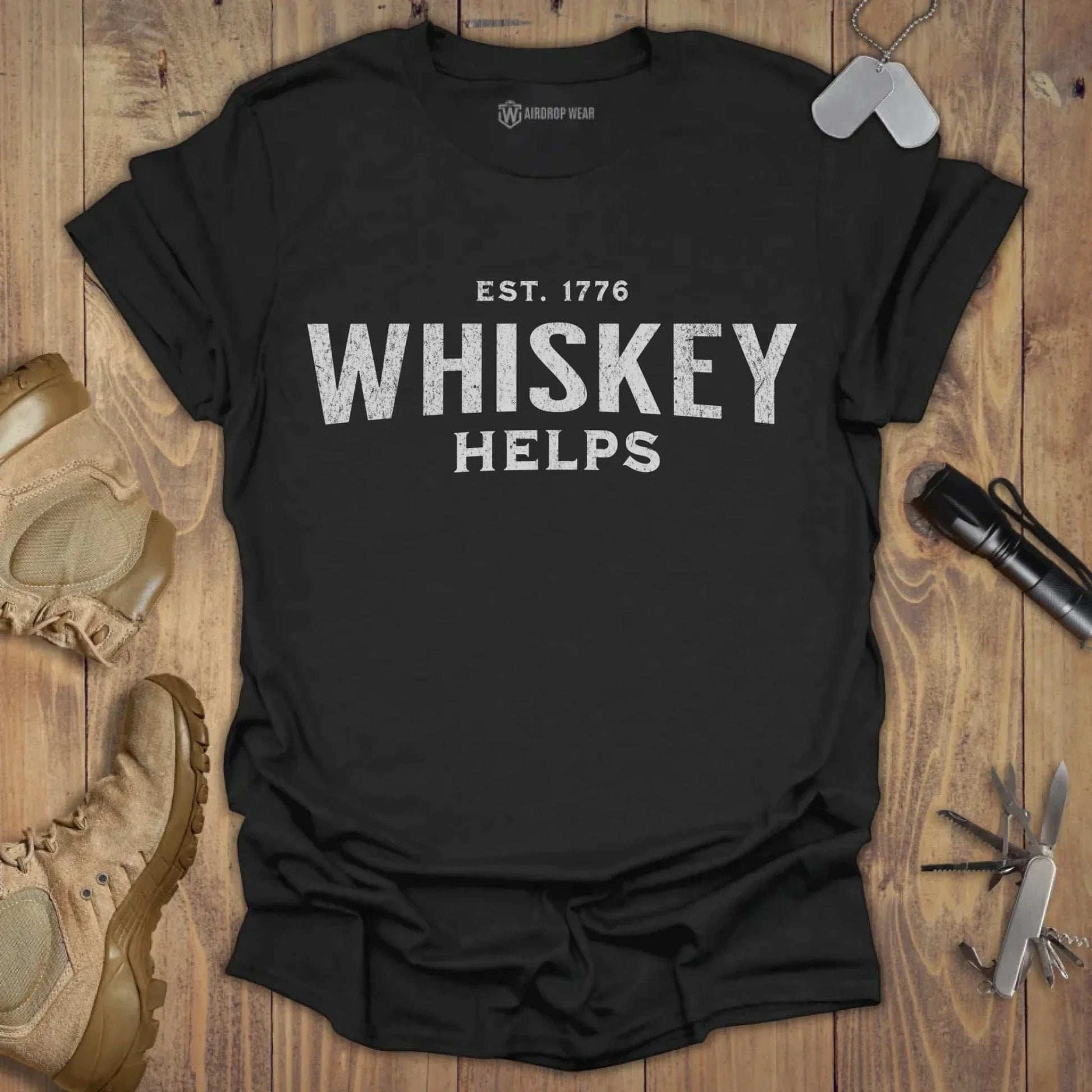 Whiskey Helps T-shirt Black