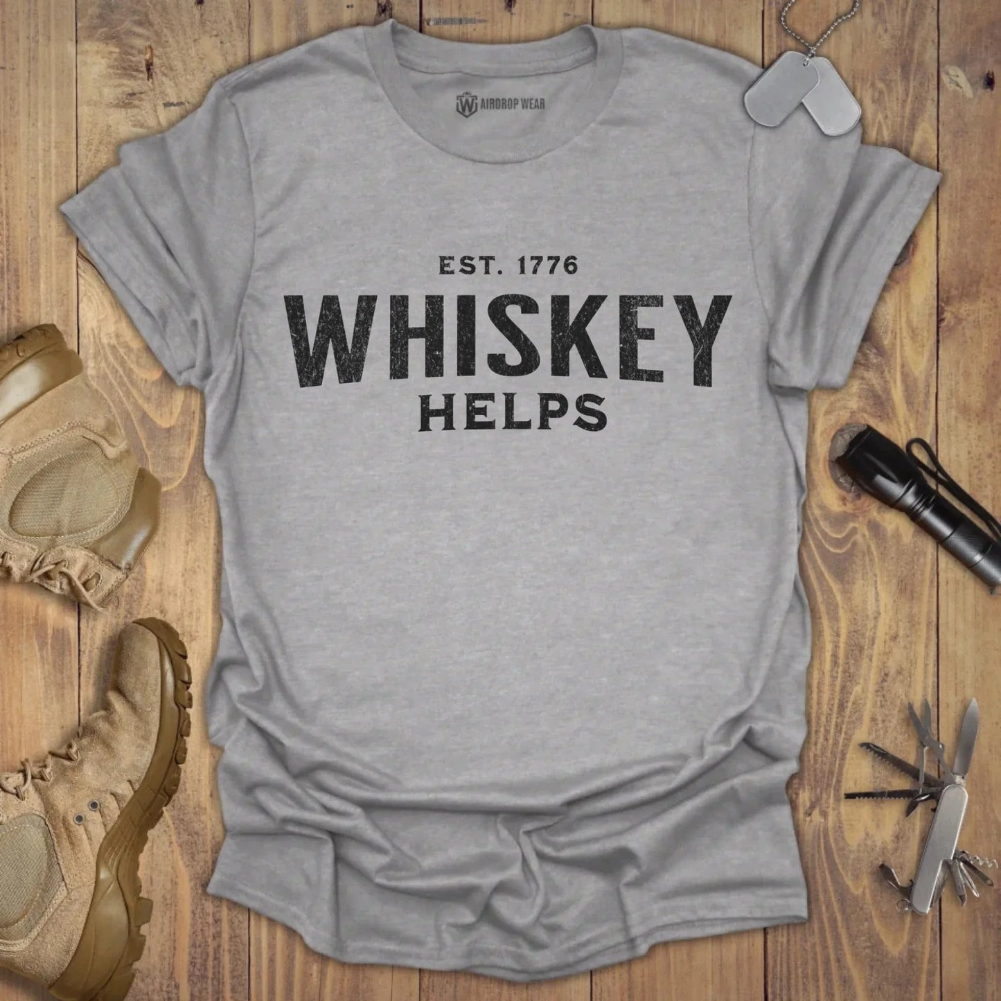 Whiskey Helps T-shirt Sport Grey