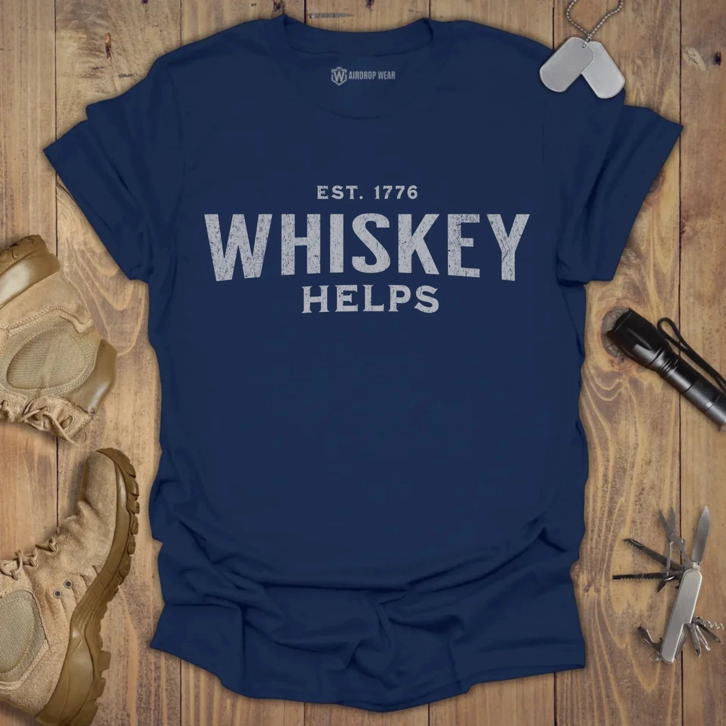 Whiskey Helps T-shirt Navy