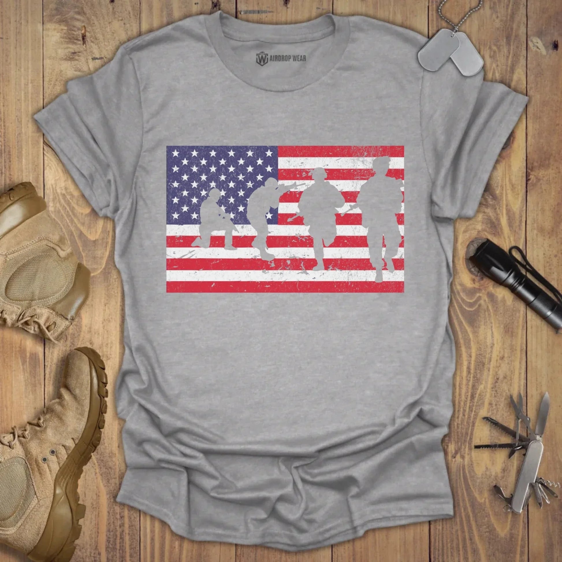 US Flag T-shirt Sport Grey