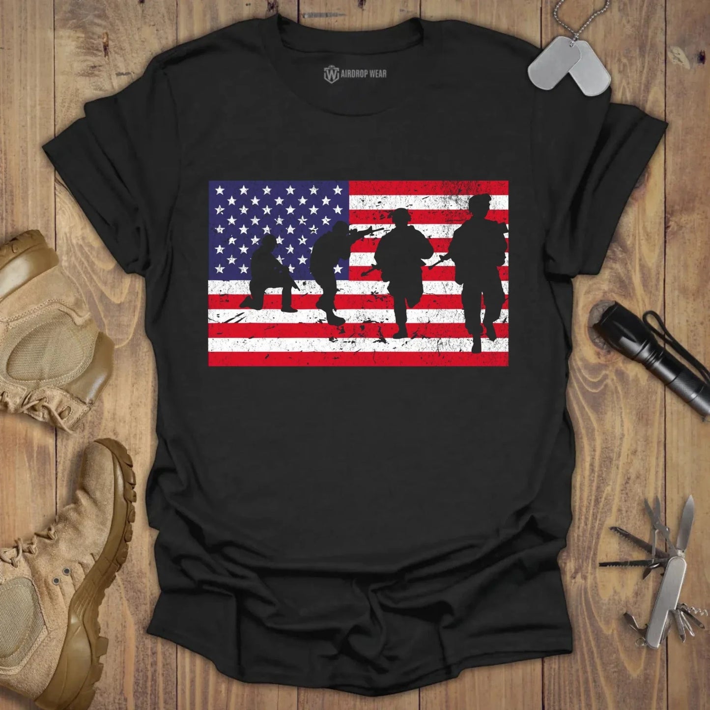US Flag T-shirt Black