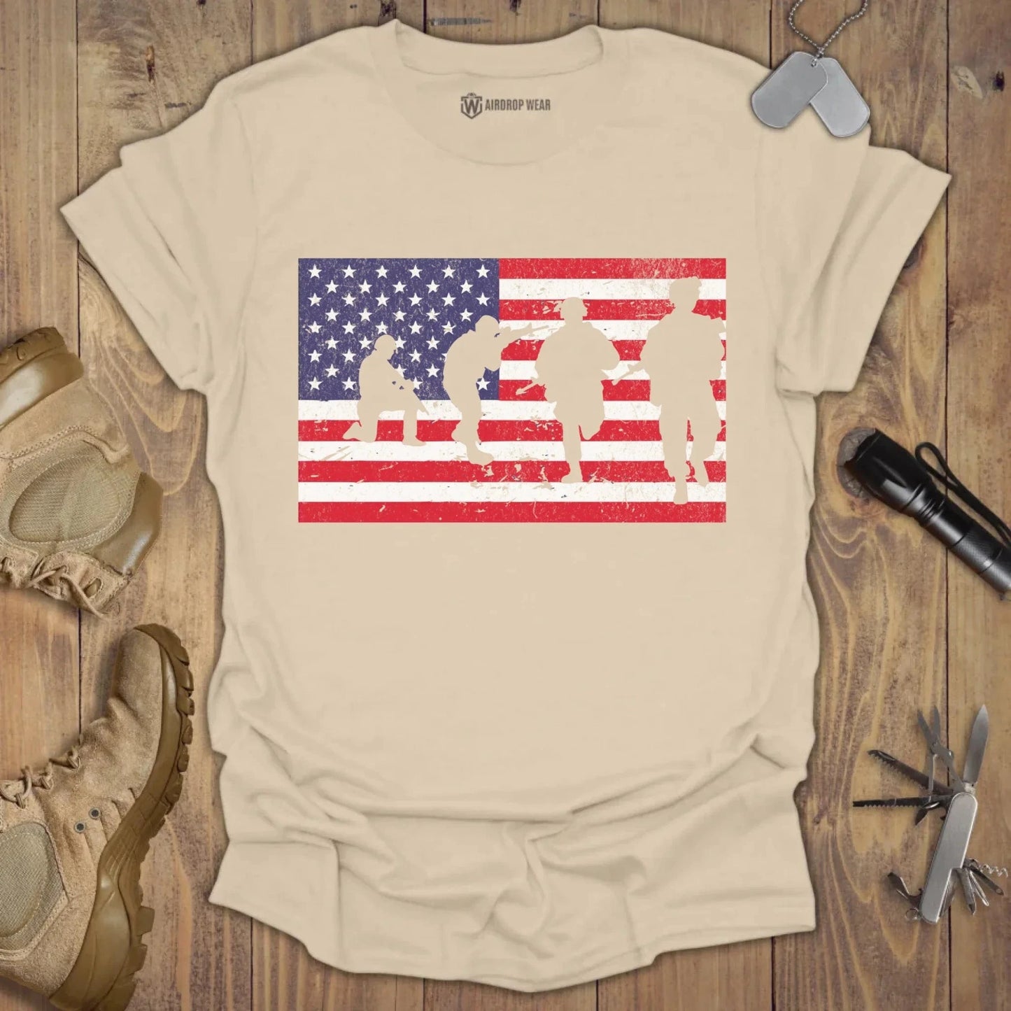US Flag T-shirt Sand