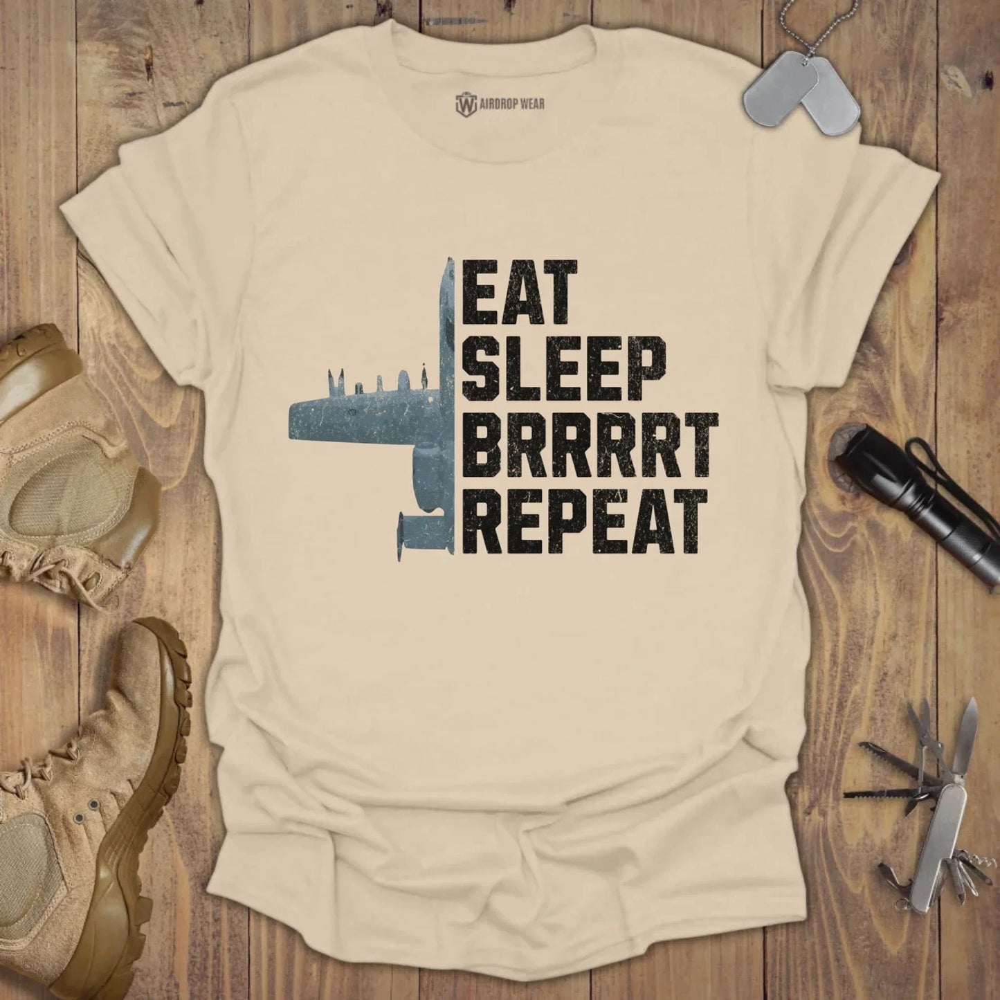 Eat Sleep Brrrrt T-shirt Sand