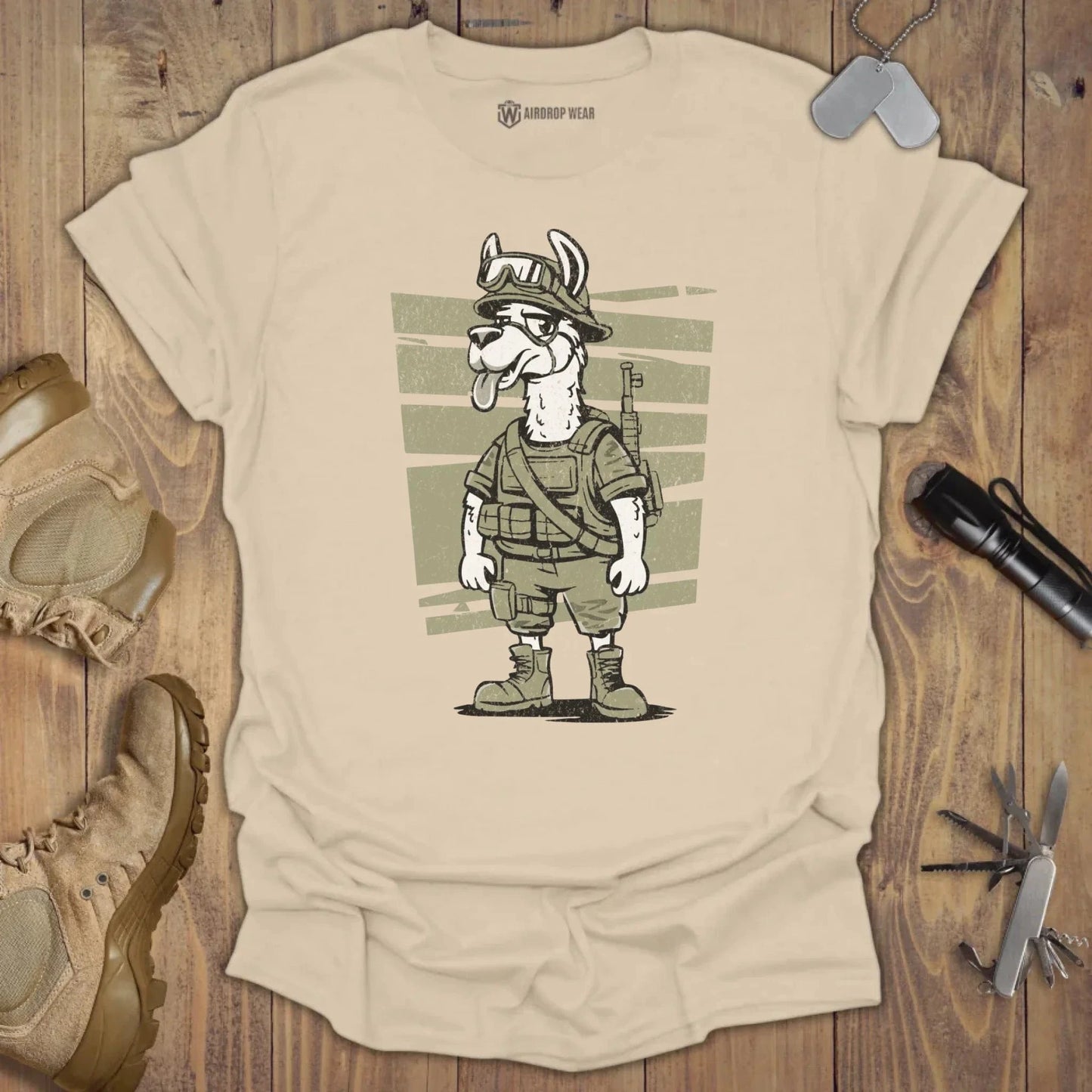 Tactical Llama T-shirt Sand