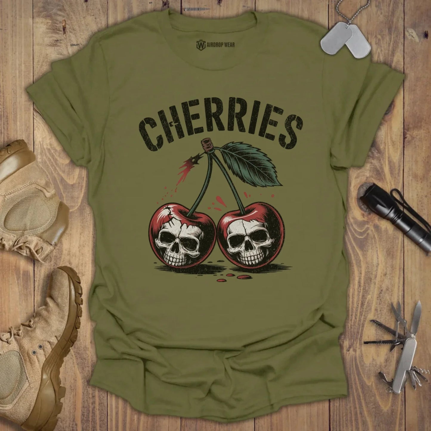 Cherries T-shirt Military Green