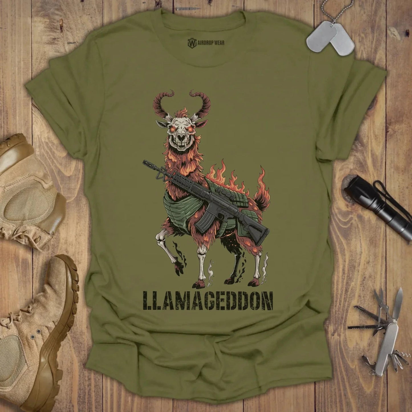 Llamageddon T-shirt Military Green