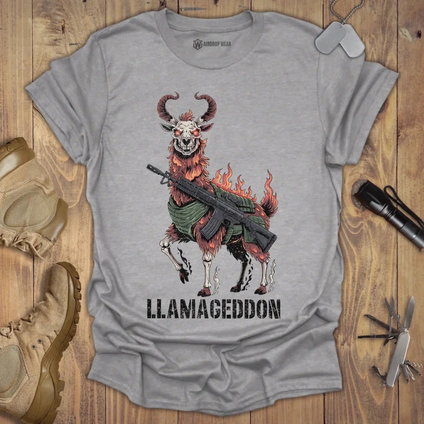 Llamageddon T-shirt Sport Grey