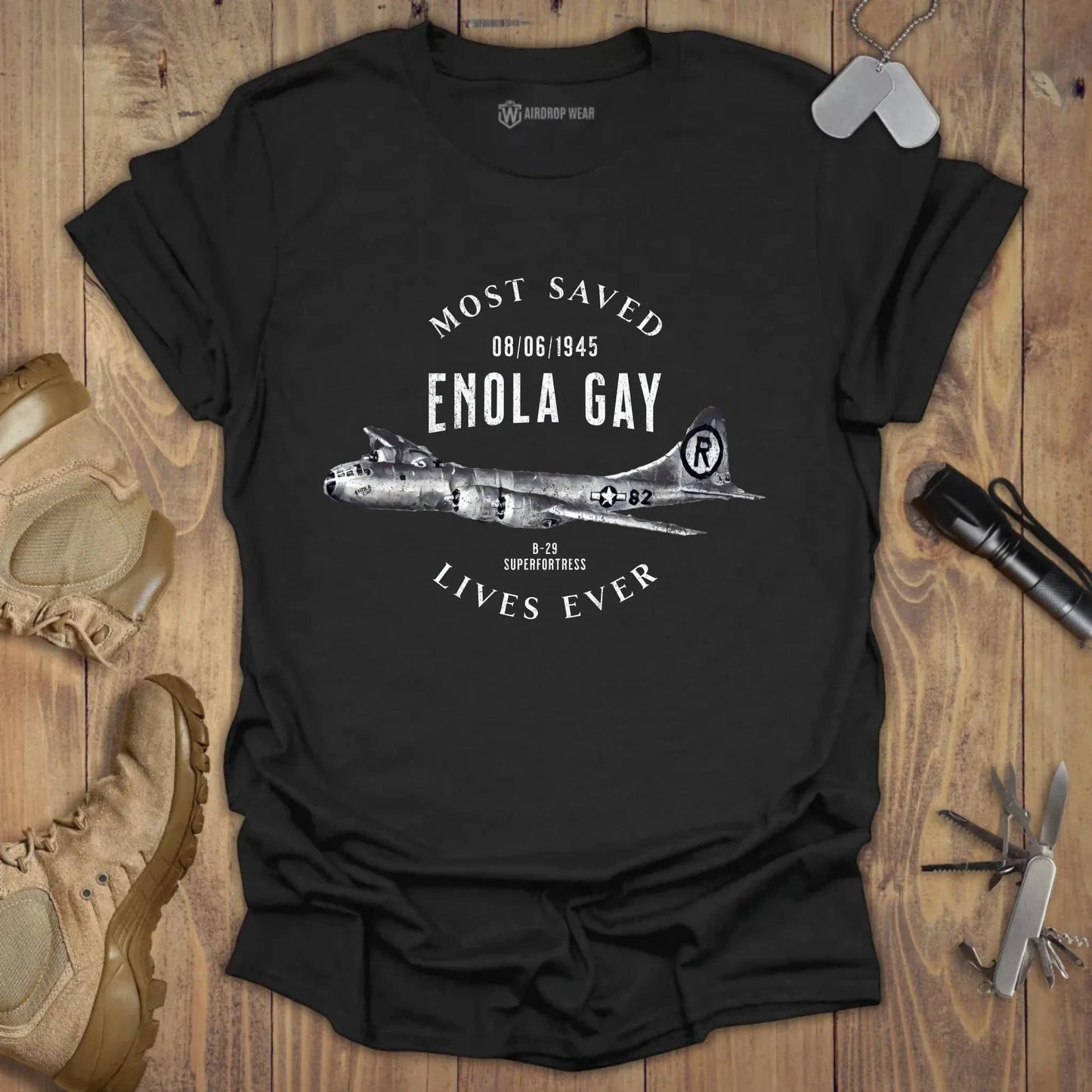 Enola Gay Saved Lives T-shirt Black