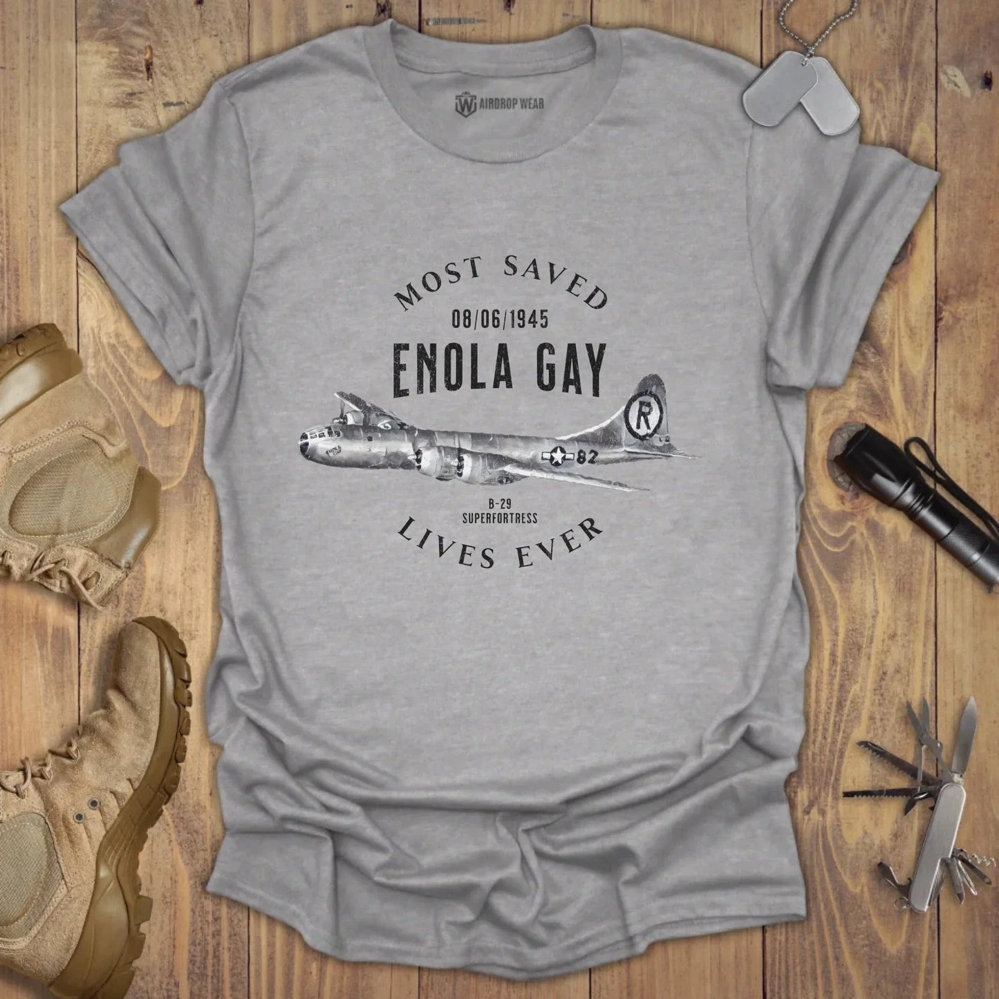 Enola Gay Saved Lives T-shirt Sport Grey